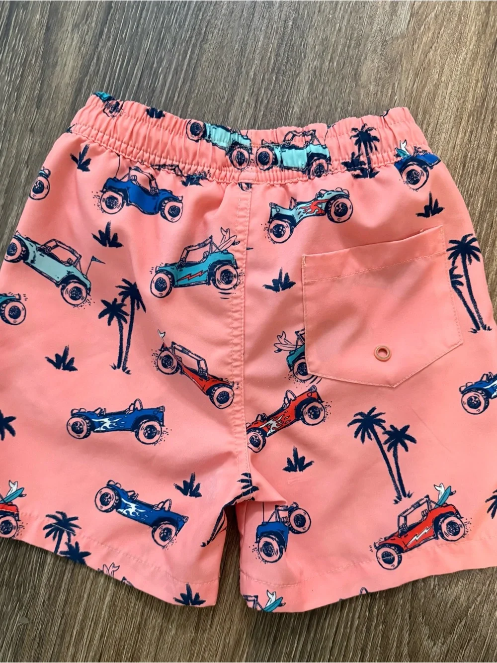 Andy & Evan Coral Swim Shorts with Blue and Teal Jeep Print